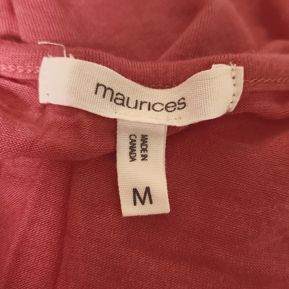 Maurices Coral Quarter Sleeve Top with Criss Cross Chest - Picture 3 of 5